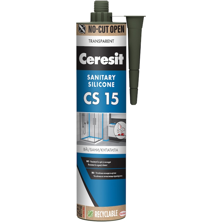 Silicon sanitar Ceresit CS15 , 280 ml, transparent, ambalaj no-cut open