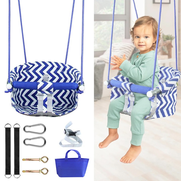 Детска люлка Wanyan, с регулируемо въже и предпазен колан, 35x35x17см, дизайн против падане, платнен материал