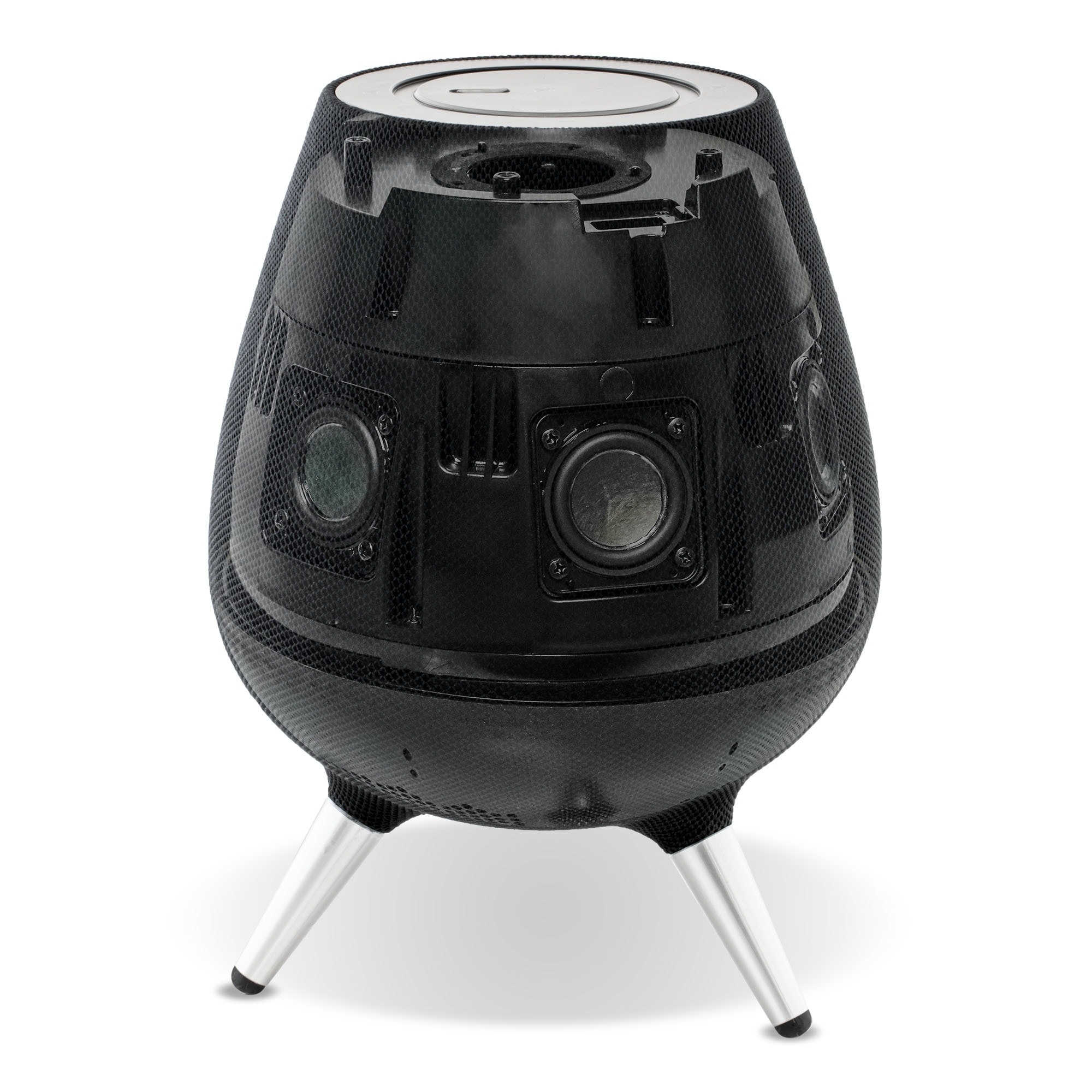 Boxa activa Bluetooth 360° Electromures Sonora EM 1030, USB, Bluetooth 5.0, functie TWS, alimentare retea AC, 7 difuzoare originale Harman Kardon, Negru