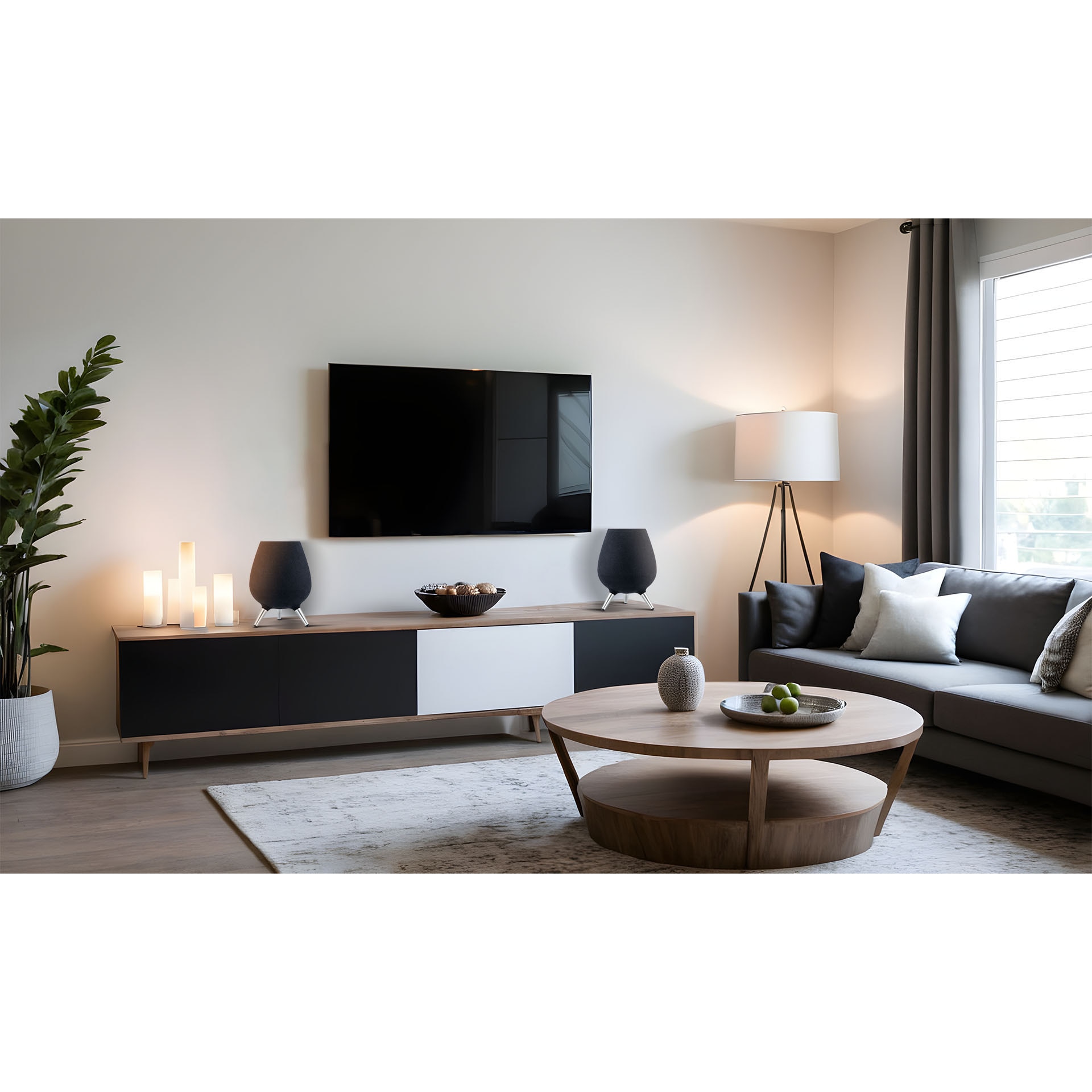 Boxa activa Bluetooth 360° Electromures Sonora EM 1030, USB, Bluetooth 5.0, functie TWS, alimentare retea AC, 7 difuzoare originale Harman Kardon, Negru