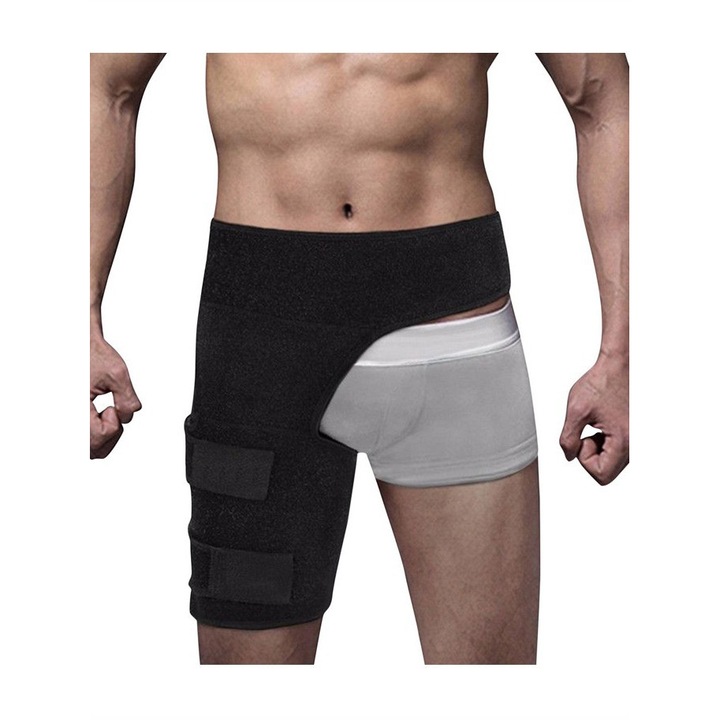 Centura de protectie pentru sold, suport pentru articulatia soldului, neagra