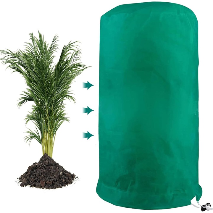 Husa de protectie pentru plante, verde, set de 2, 120x180cm, cu fermoar si snur ajustabil