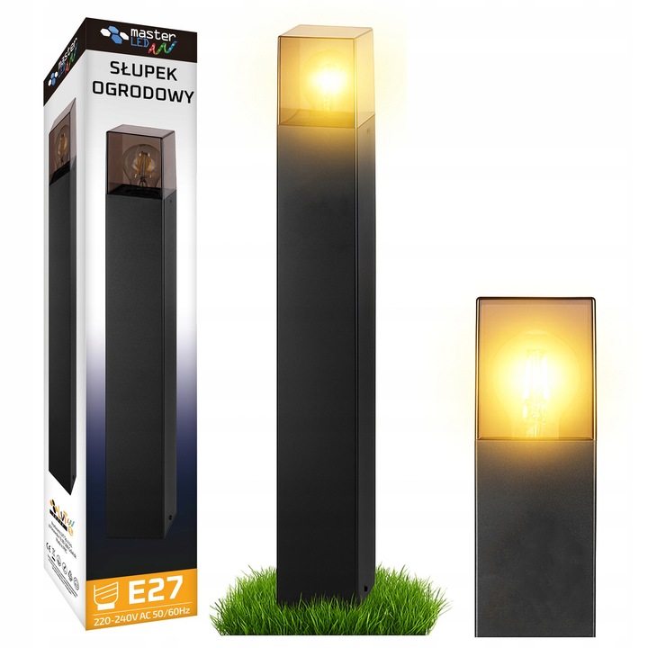 Stalp LED Exterior MasterLED, 60cm, Negru, aluminiu, protecție IP44
