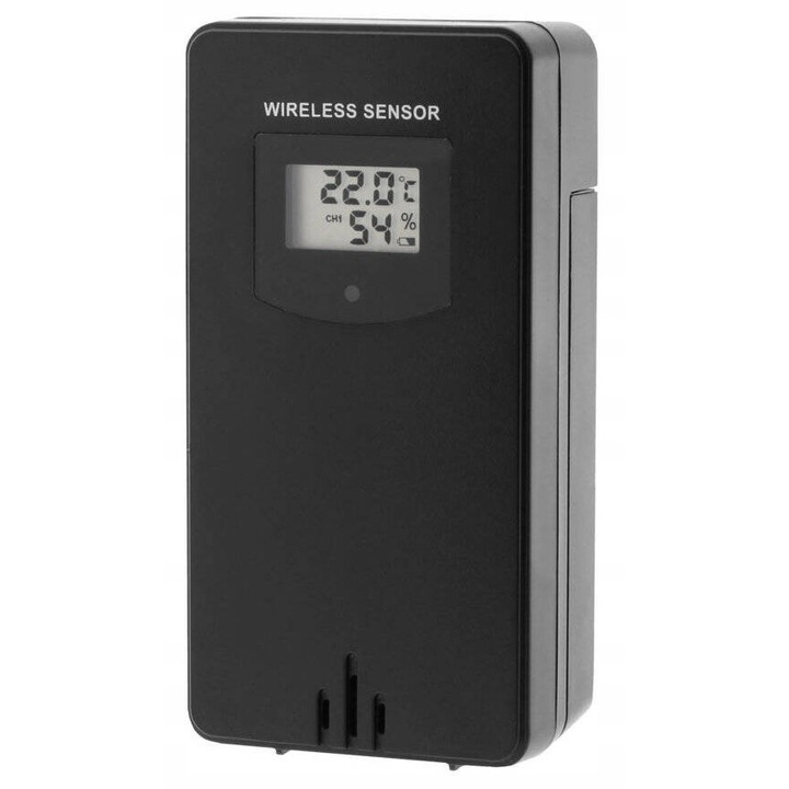 Sonde exterioară JVD, pentru stații meteo, măsurare temperatură și umiditate, negru, design compact