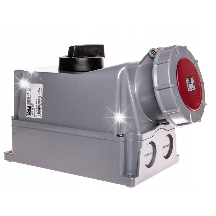 Комплект за инсталиране на контакт 125A 5P IP67, червен, 400V