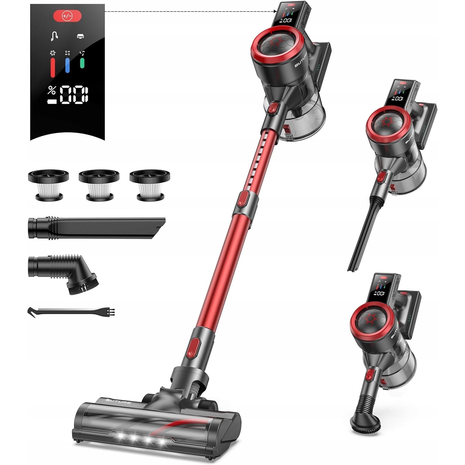 Aspirator vertical Buture JR700, putere 33000 Pa, 2.6 kg, fara fir, set complet, accesorii multiple