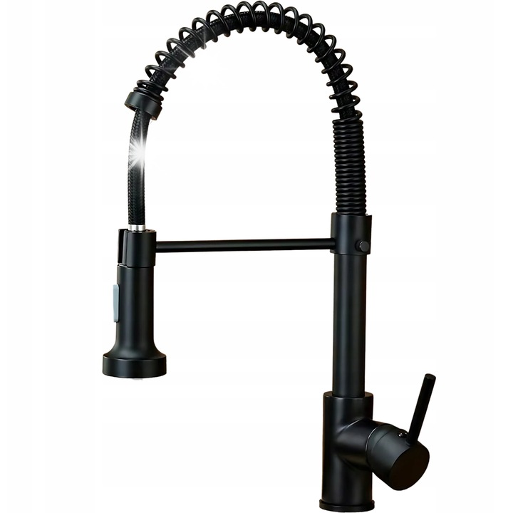 AEON MY204 konyhai csaptelep, szálcsiszolt nikkel/fekete bronz, 360°-ban forgatható kifolyó, oldalsó szórófej