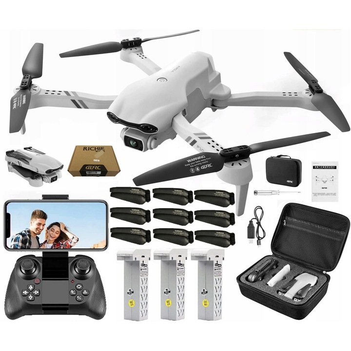 Drón 4DRC F10, 2 kamera, 3x akkumulátor 1600mAh, 2000m repülési távolság, többféle szín