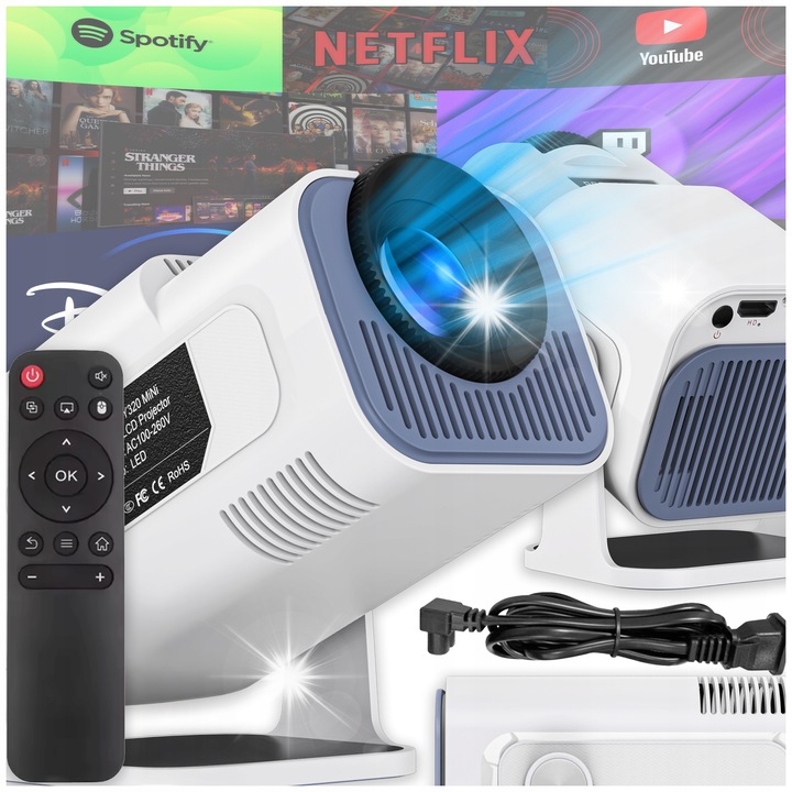 Videoproiector PROJEKTOR RZUTNIK HY320, WiFi, BT5, rotativ