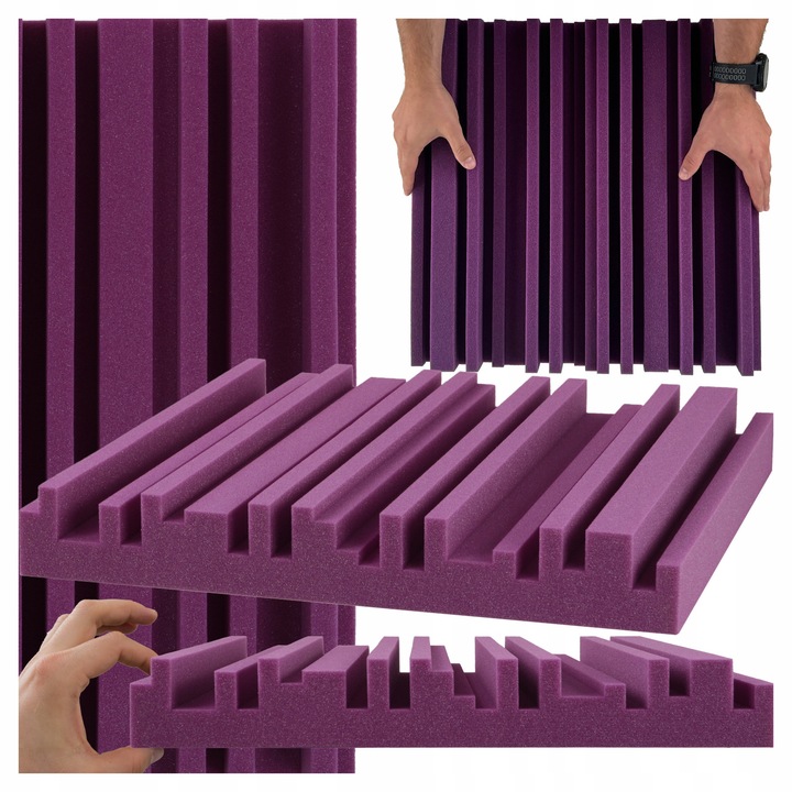 Panou Acustic Bitmat Equalizer, fiolet, 50x50x7cm, ideal pentru camera gamer