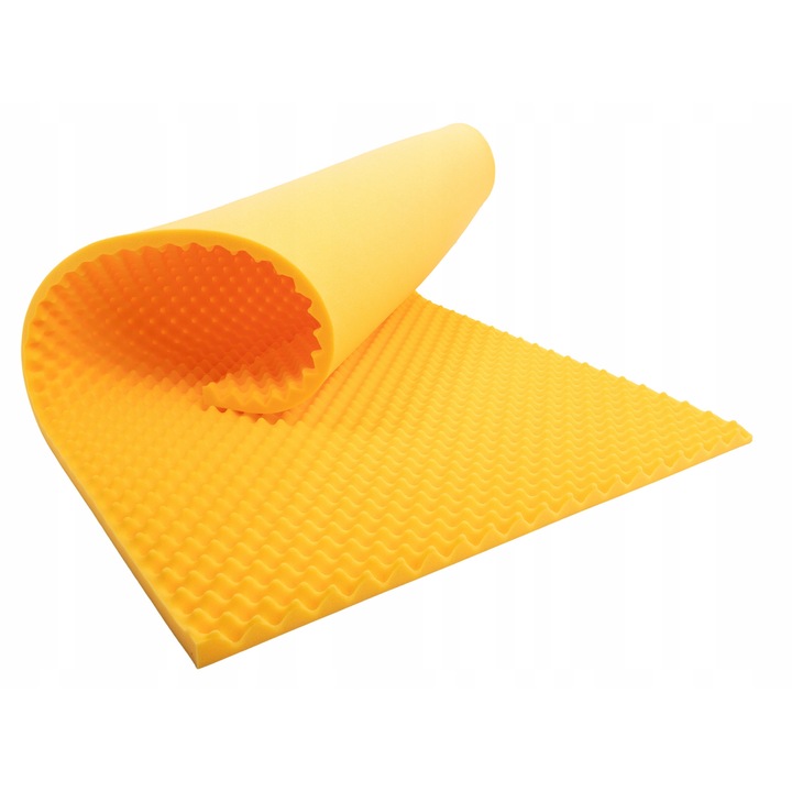 Panou Acustic Bitmat Fala, galben, 200x100x4cm, izolare fonica, spuma poliuretanica