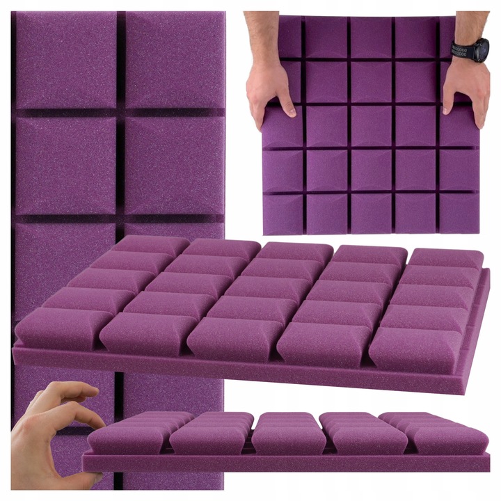 Panou Acustic Bitmat Kostka, violet, 50x50cm, grosime 5cm