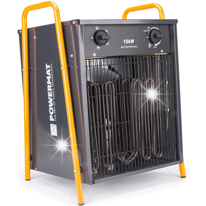 Powermat 15kW elektromos hősugárzó, 2000m³/h, termosztát, 405x360x540mm