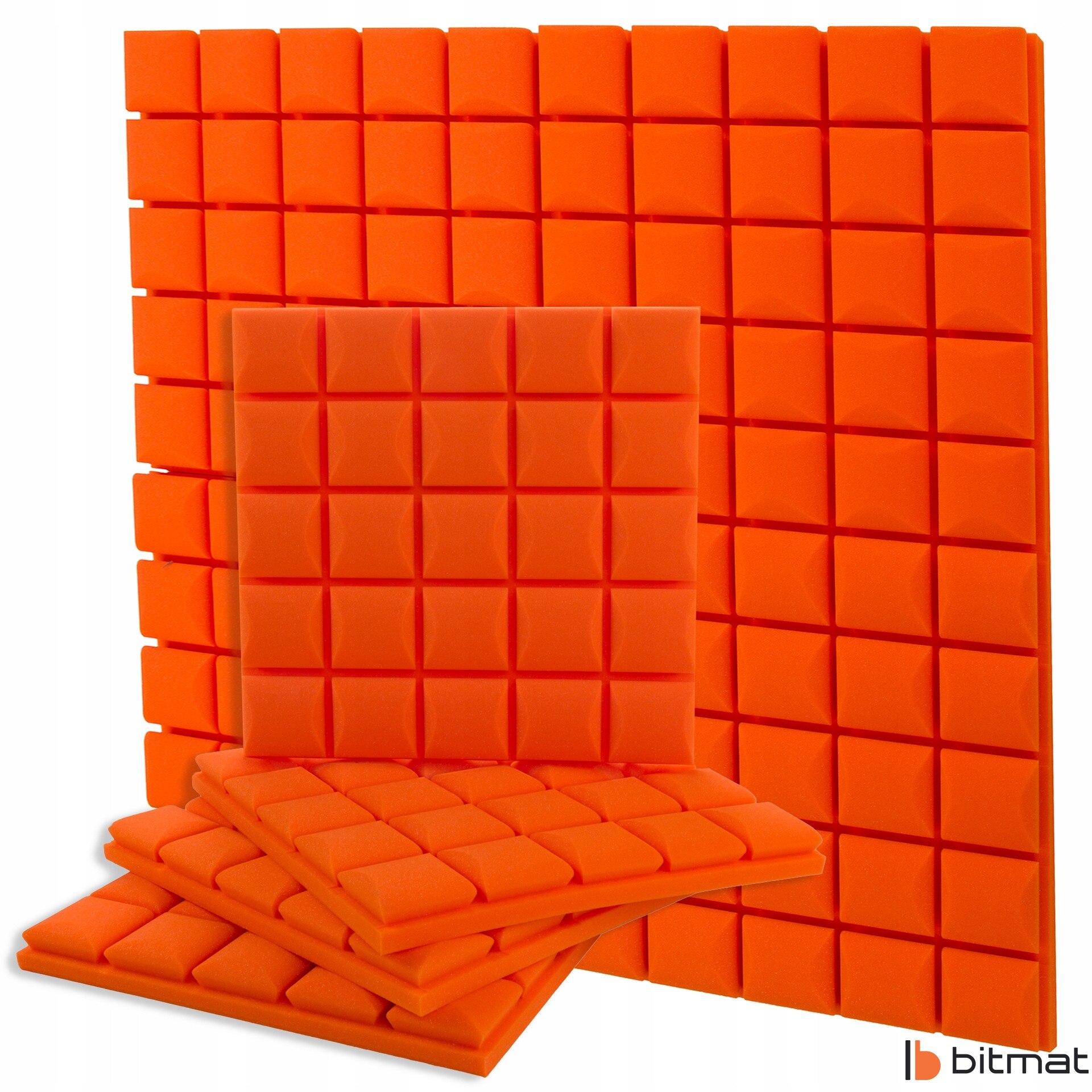 Panou Acustic BITMAT Portocaliu, set 4 bucati, 50x50cm, absorbtie sunet ...