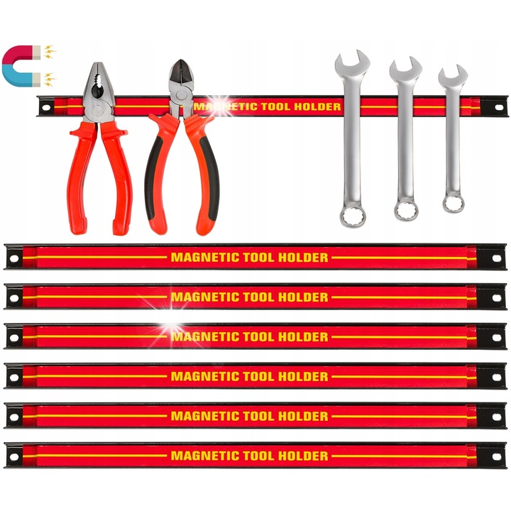 Sevic mágneses rúdkészlet, 6 darab, 46x2,5x0,8cm, 13kg teherbírás, korrózióálló