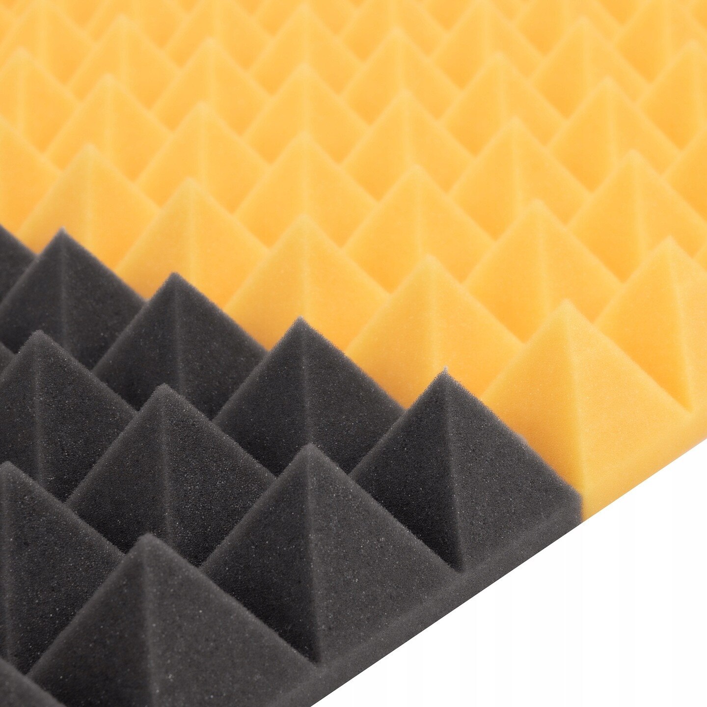 Set 4 Panouri Acustice Piramidale BITMAT, 50x50x5 cm, gri si galben ...
