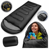Sac de dormit tip mumie, YOUKUKE®, Mountain Goat, 3/4 sezoane, 210*75cm, Rezistent la frig si apa, ideal pentru camping, drumetii si calatorii, gluga cu cordon, interval larg de temperatura, Negru
