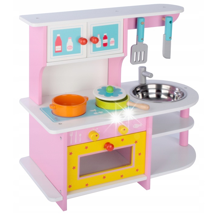 Fából készült konyhai kiegészítő készlet gyerekeknek, 25,4x17,78x12,7cm, színes