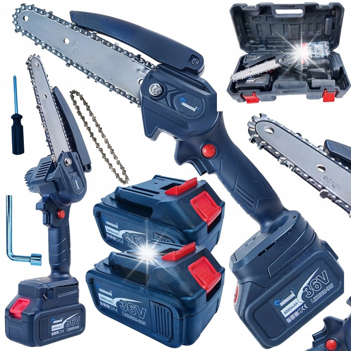 Ondragon 6" elektromos láncfűrész, 36V, 2 db 5000 mAh akkumulátor, teljes készlet