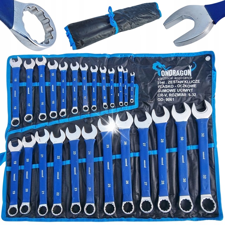 Ondragon 25 darabos villáskulcskészlet gumírozott nyéllel, 6-32mm