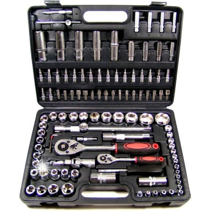 108 darabos dugókulcs készlet, 40 darabos Torx és Hex bit készlet, 12 darabos 6-22 mm-es csillag-villáskulcs készlet