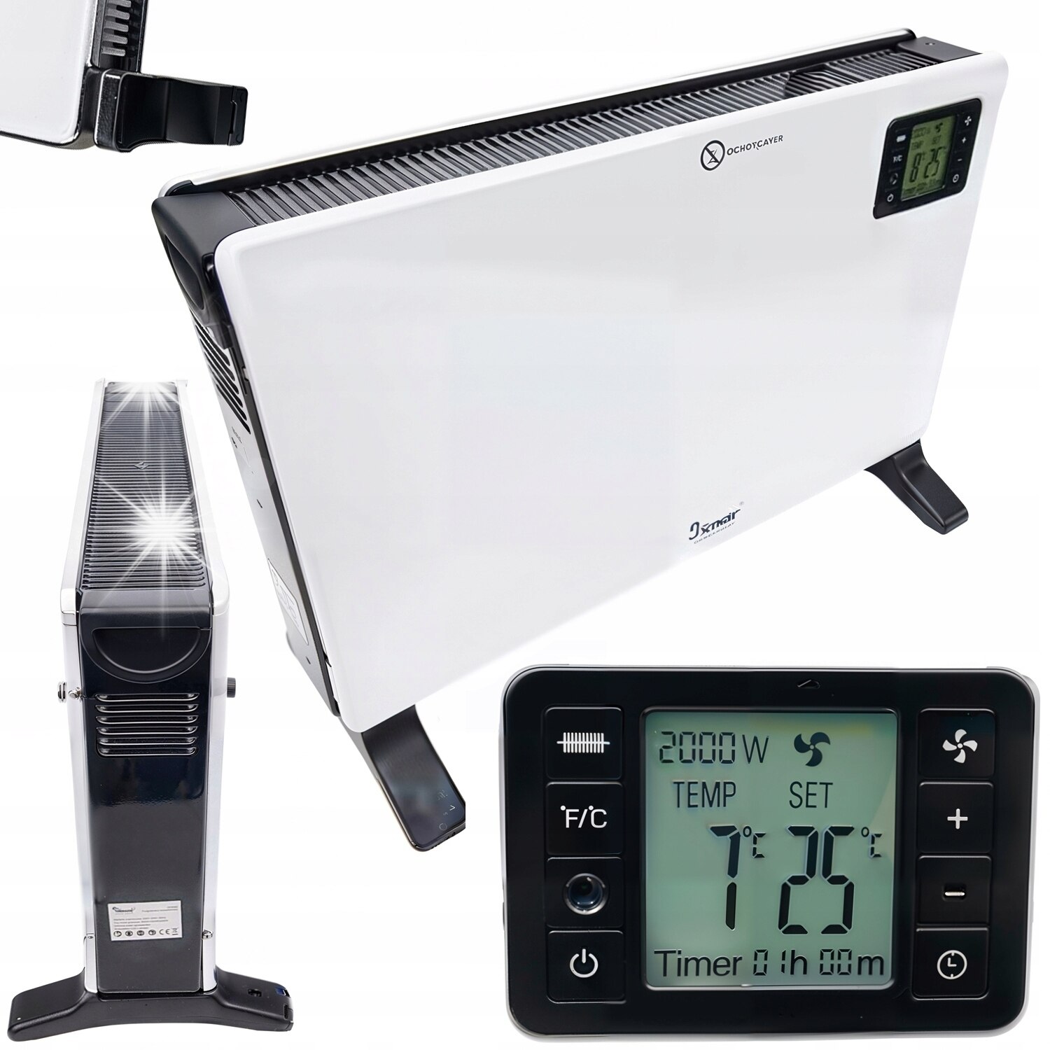 Convector electric 2000W, LCD, timer, functie Turbo, alb, 41,5x68x11cm ...