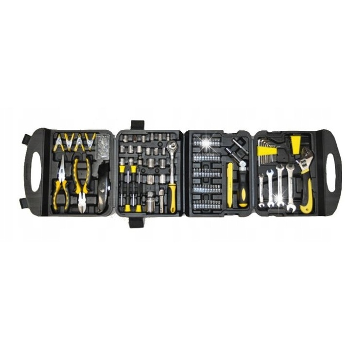 Set unelte 141 piese Kraft&Dele, cutie transport, diverse dimensiuni, materiale rezistente