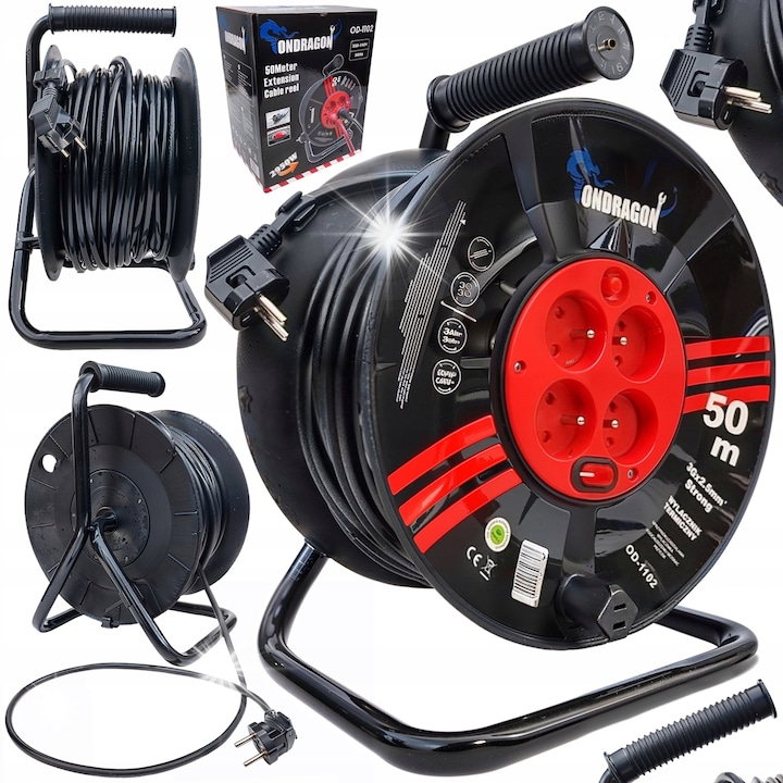 Удължител 50м 3x2,5мм, 4 гнезда, IP44, със заключване