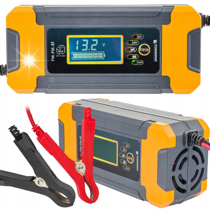 POWERMAT PM-PM-8T 6V/12V/24V, 10 fokozatú, IP65, 4-120Ah automata akkumulátortöltő