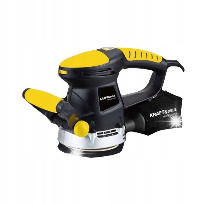 Ексцентър шлайф, Kraft&Dele KD1678-Y, 1200W, 125мм, комплект с абразивна хартия P80 и торба за прах