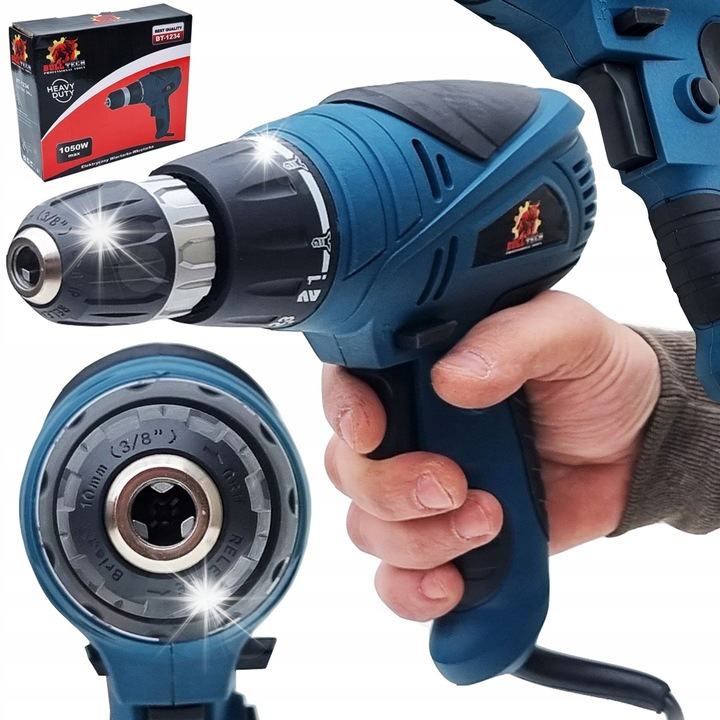 Бормашина и винтоверт, 1050W, 0-750rpm, комплект, многоцветен