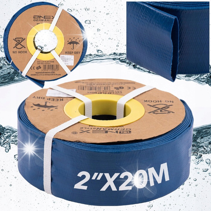 Маркуч PVC 2" 20м за вода, устойчив, син цвят