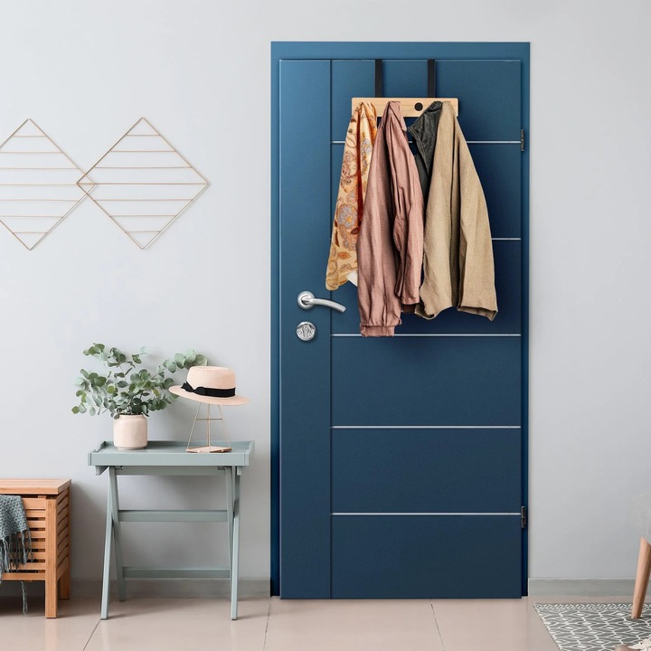 Northix ruhásállvány, 4 kampós, modern dizájn, ajtóra szerelhető, fém