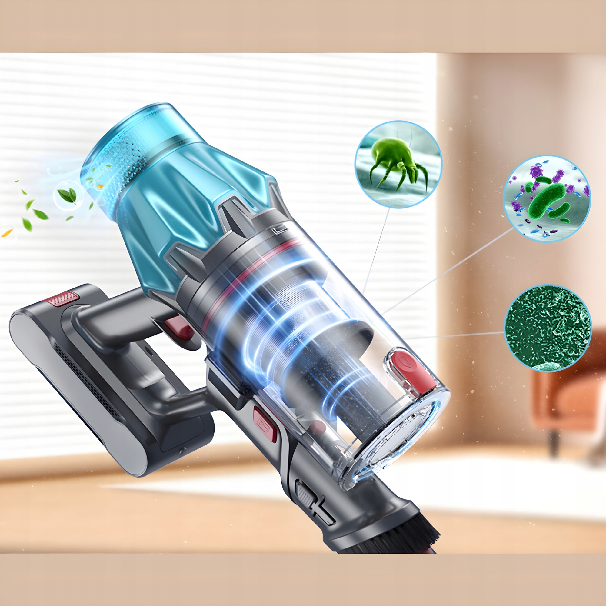 Aspirator vertical fara fir Laresar V7, 550W, filtr HEPA, 1,5l, accesorii incluse