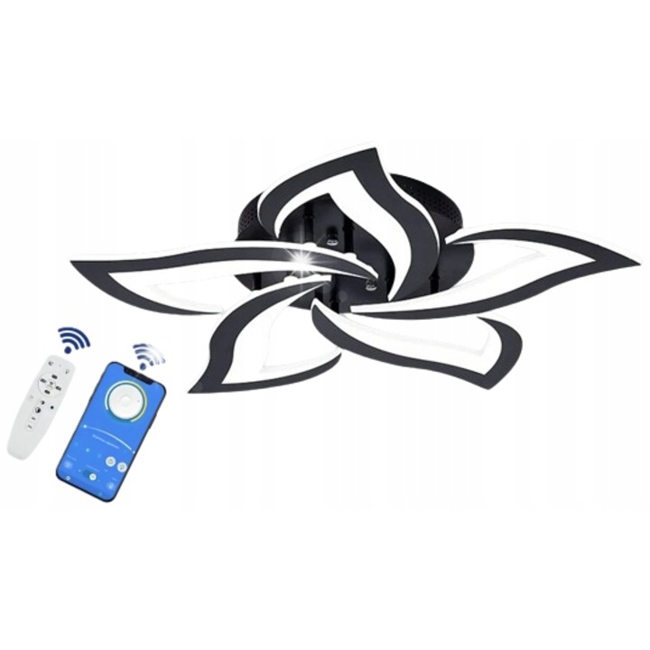 LED плафониера 5, 40W, 7000 лумена, черна, 60x9см, с дистанционно управление