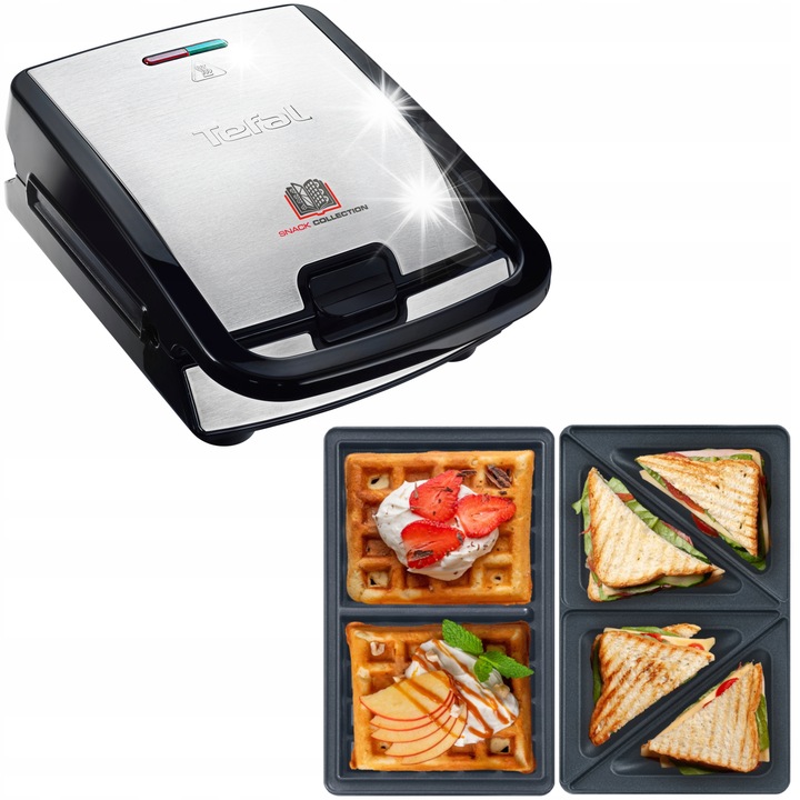 Парти грил Tefal Snack Collection, 700W, 2 комплекта плочи, инокс и черен