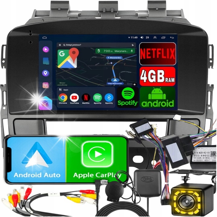 Автомобилно радио ALLNOEL 2 DIN Android 13, 4GB RAM, камера за задно виждане, 7 инча, GPS, WiFi, CarPlay, за Opel Astra J 2010-2016