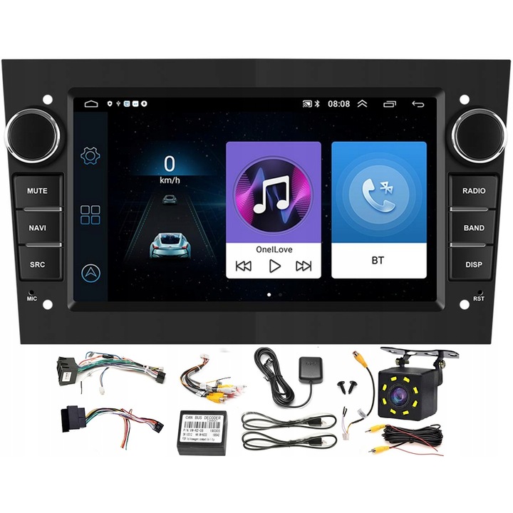 Радио за кола 2 DIN, ALLNOEL, Android 12, 7" екран, WiFi, камера за задно виждане, 1GB RAM, 16GB ROM, черно