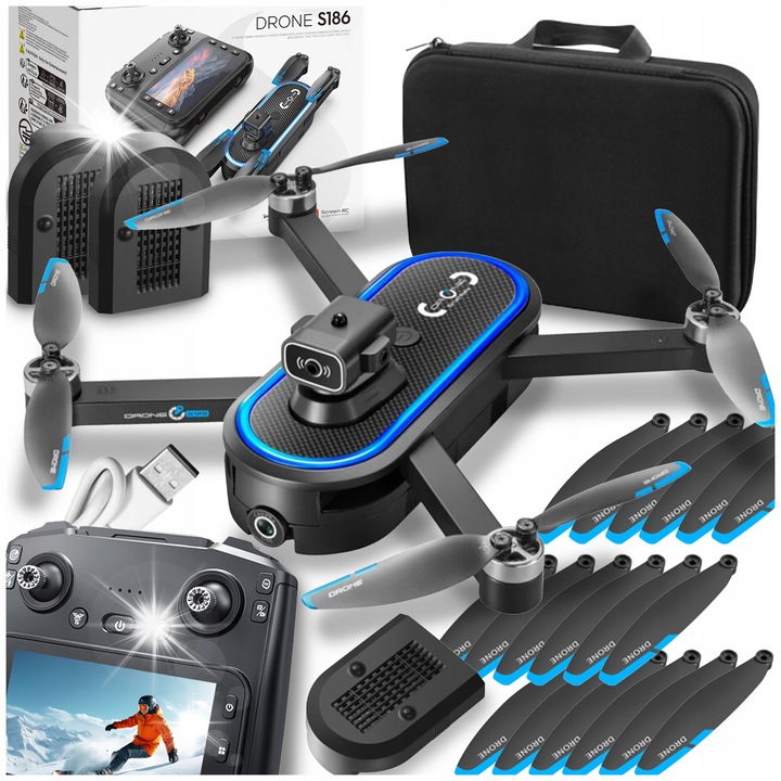 Дрон ALLNOEL S186, 2 HD камери, 3 батерии, 300м, 110гр