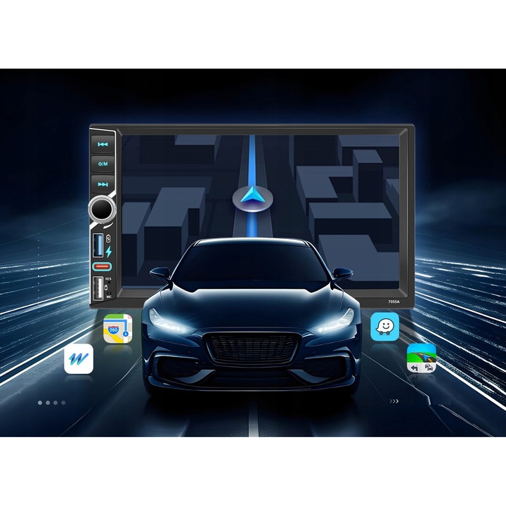 Автомобилно радио 2 DIN, ALLNOEL, Android 15, 6GB RAM, 128GB ROM, камера за задно виждане, 7" тъчскрийн