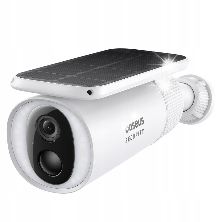 Камера за наблюдение Baseus Security S1, 2K, соларно захранване, AI детекция, бяла, 164.77x71.33x77.34мм