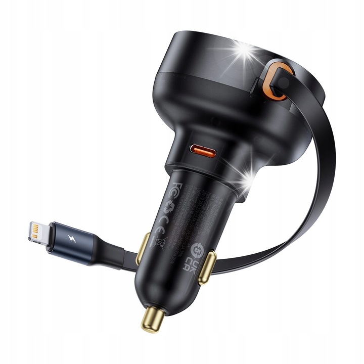 Зарядно за кола Baseus USB C, Lightning, 60W