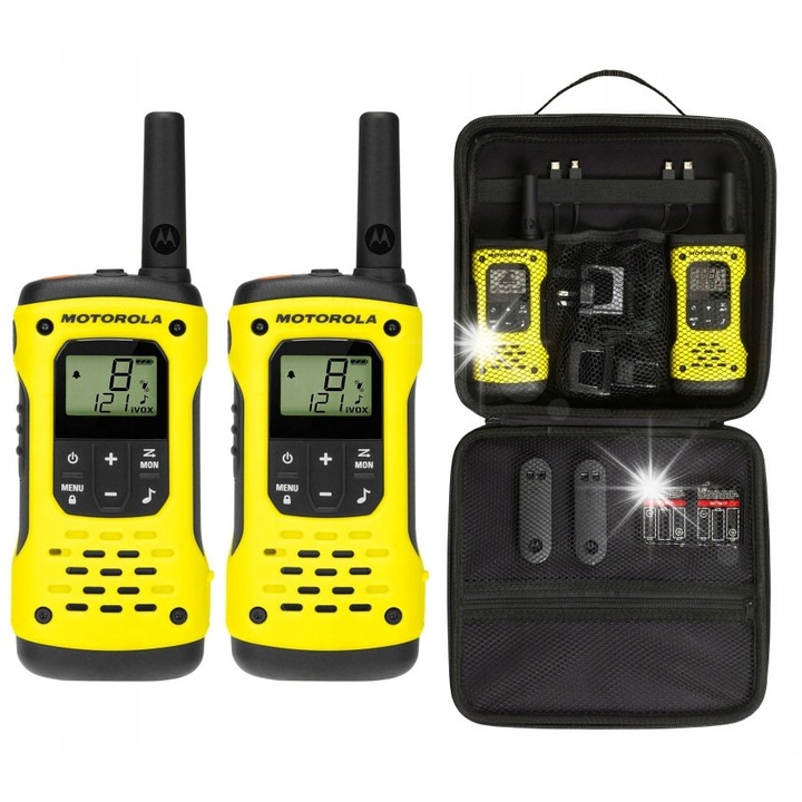 Walkie Talkie Motorola T92 H2O, 10 km, vízálló, 2 egységből álló készlet, akkumulátorokkal és töltővel