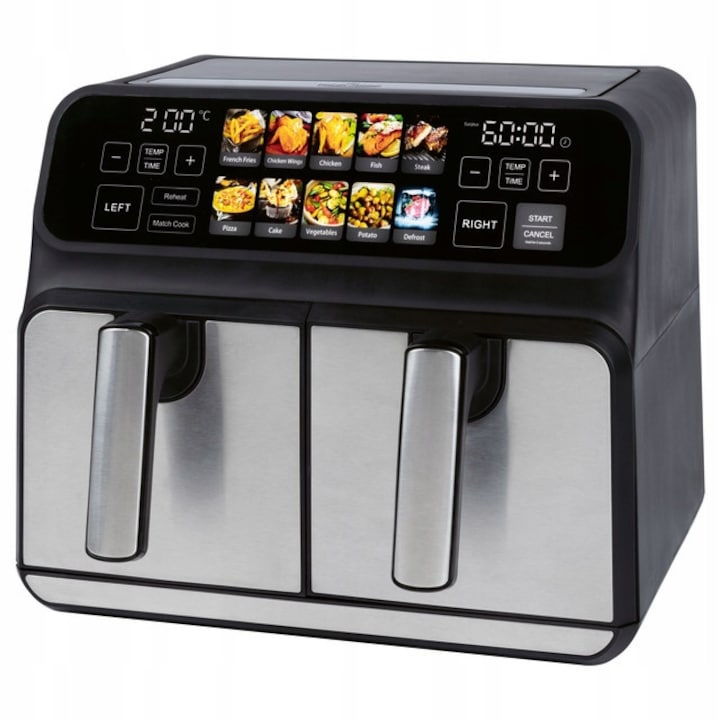 Friteuza fara ulei, cu aer cald Taurus Air Fry 5.5L, 1700W, neagra, 8 programe
