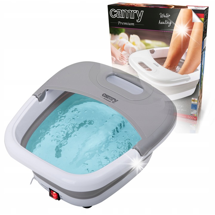 Масажор за крака Camry CR 2174, масаж с мехурчета и вибрации, бял/сив, 39x44x21см