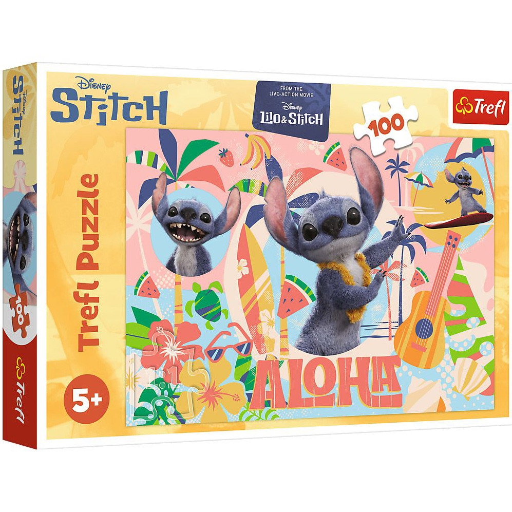 Puzzle Trefl - Disney Lilo & Stitch, Prietenii in actiune, 100 piese