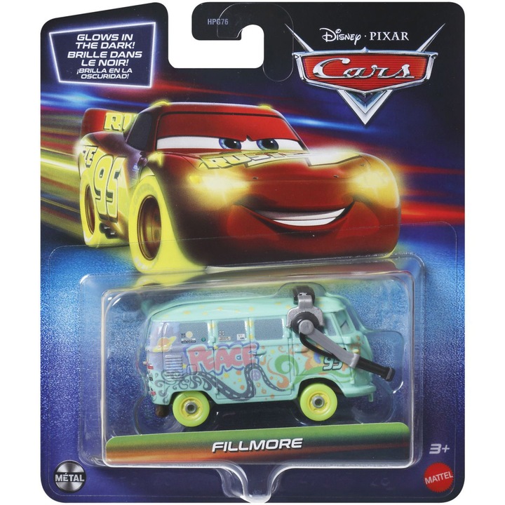 Masinuta diecast Disney Cars 3 - Glow Racers, Fillmore, 1:55
