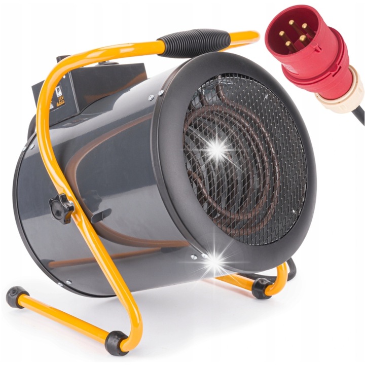 Elektromos hőlégfúvó 6 kW, Powermat, termosztát, 400 V, 335x335x415 mm