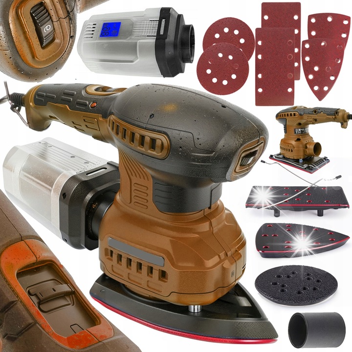 Ексцентричен шлайф, 125мм, 1250W, комплект 3 подложки, регулируем