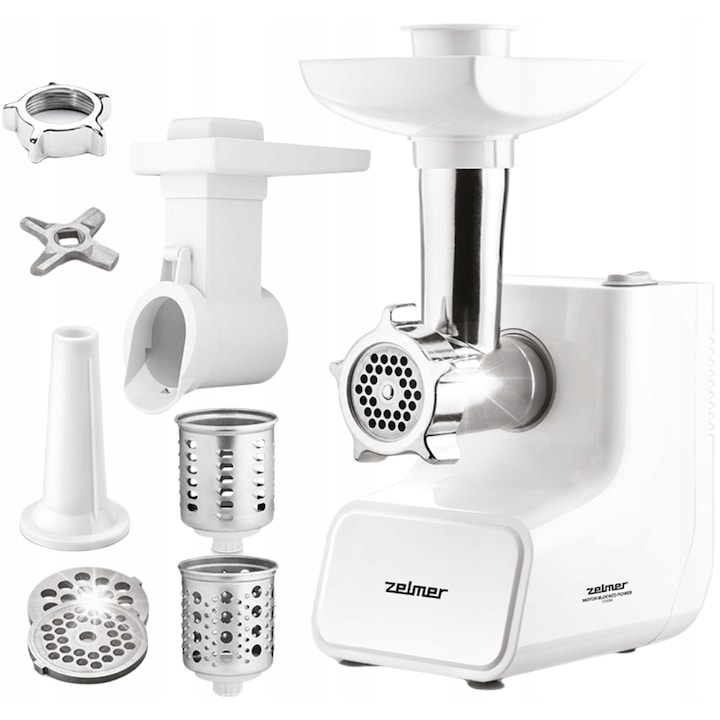 Месомелачка Zelmer ZMM 3512B, 1500 W, 2 цедки, бяла